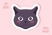 Gray Cat Emoji Stickers, an Animal Illustration by PsychocheArt (Thumbnail 2 of 9)