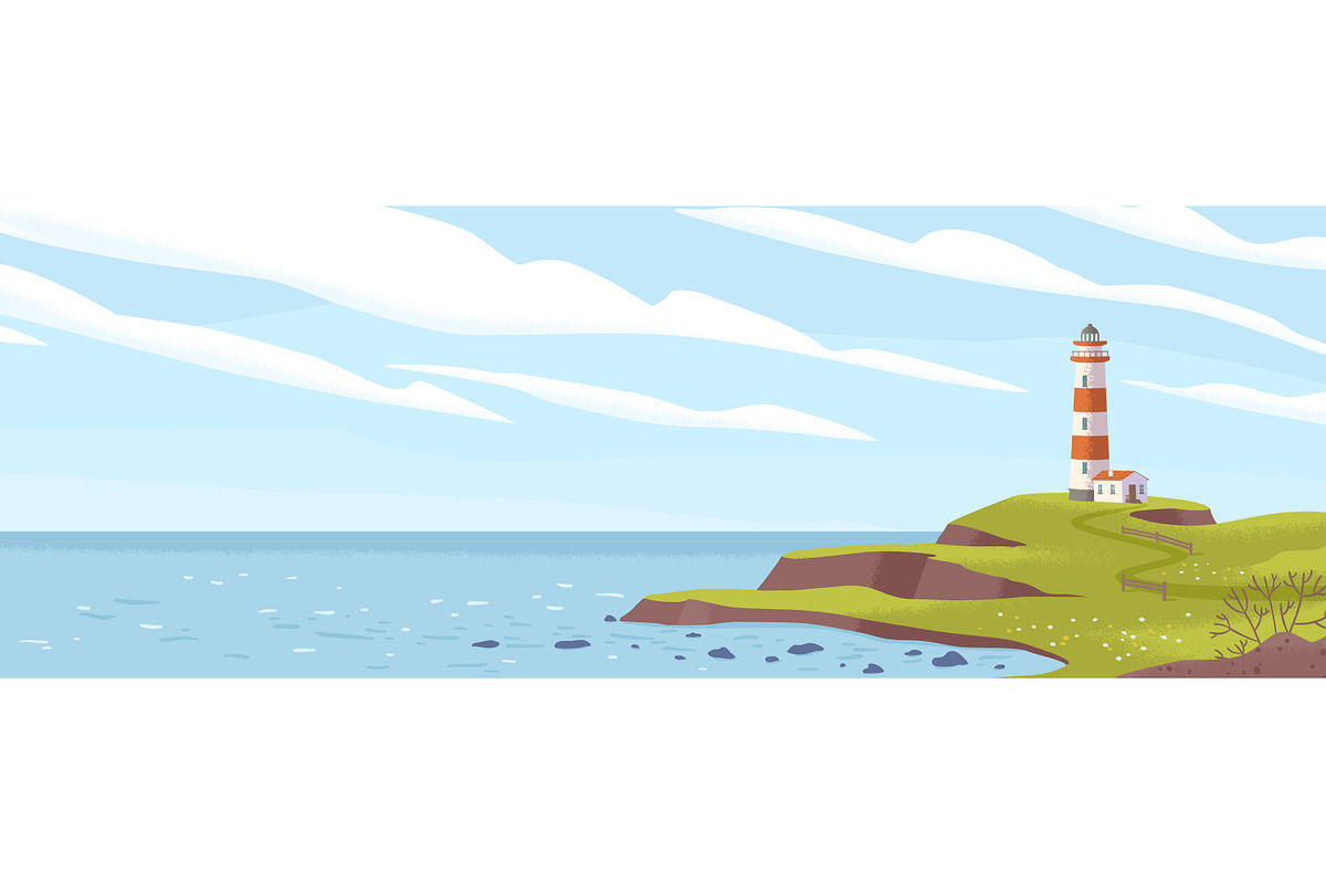 Coastline landscape with lighthouse, a Seasonal Illustration by Good Studio (Photo 2 of 3)