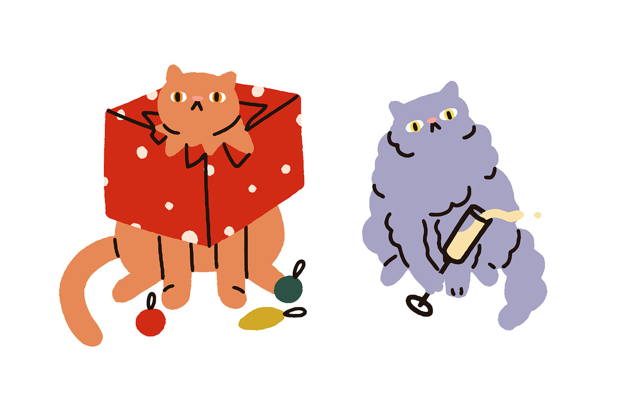 Cute, funny Christmas cats set, an Animal Illustration by Good Studio (Photo 12 of 22)