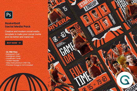 Basketball Social Media Pack, a Social Media Template by Geelator Studio