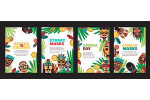 Cartoon african mask cards, a Texture Illustration by YummyBuum