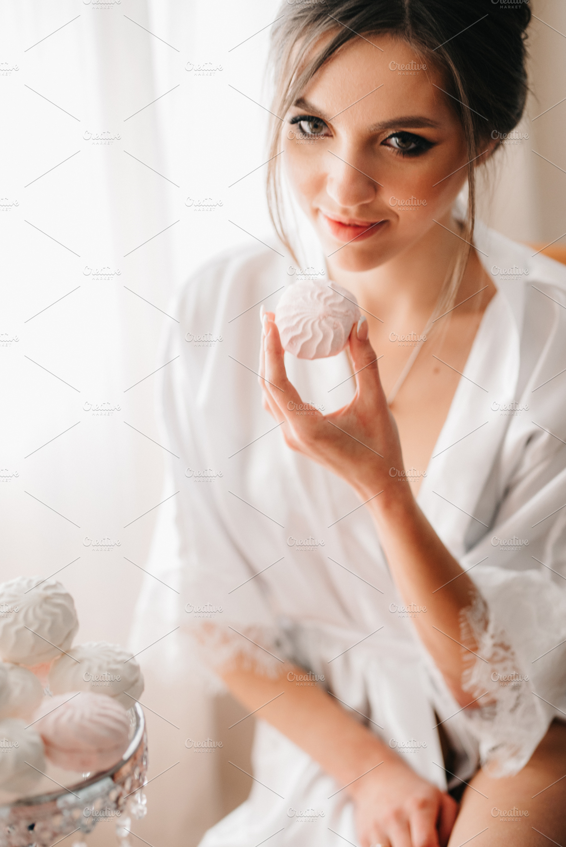 A young bride sits at a slot machine in the morning and drinks c, a Person Photo by Weddings, People, Travel