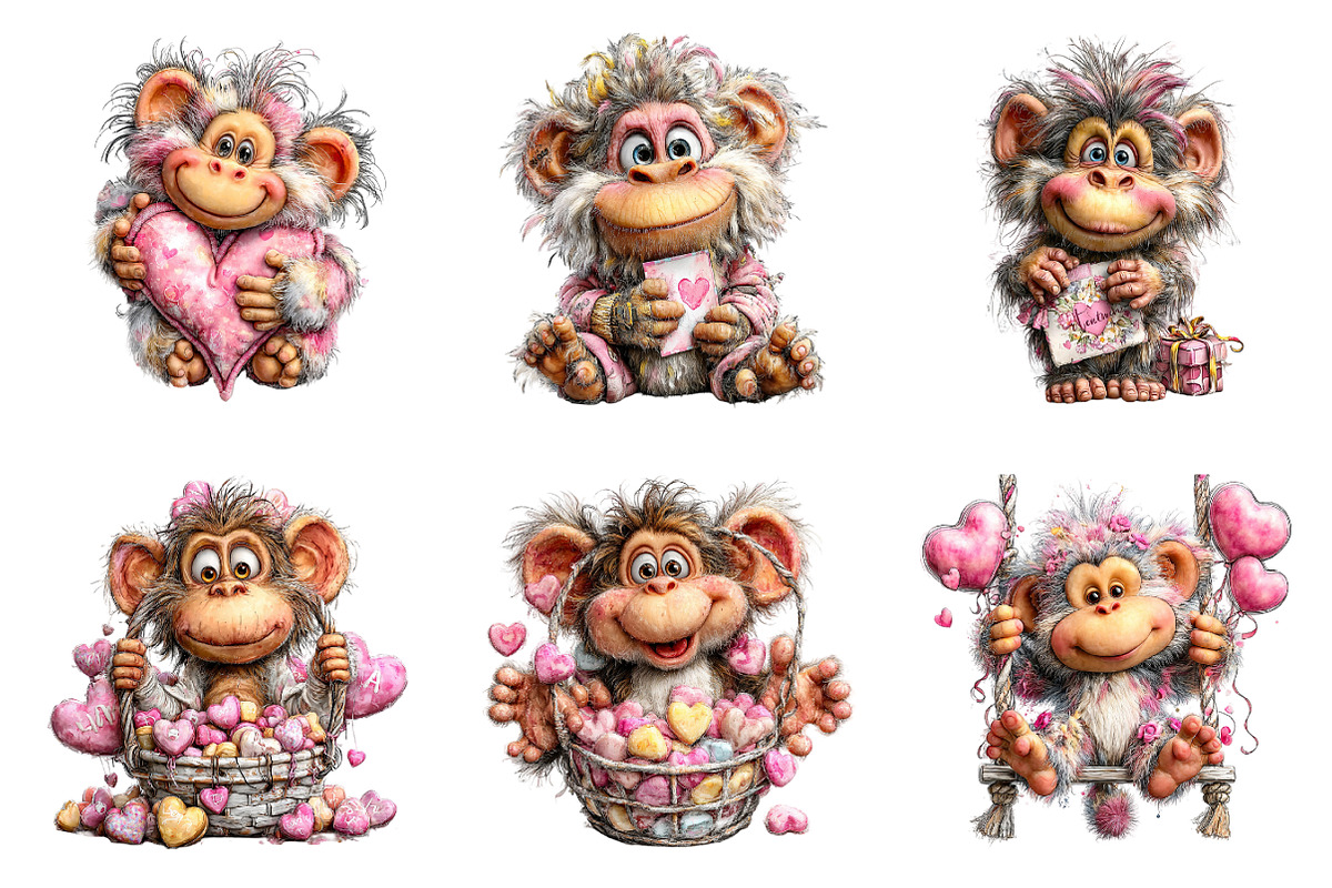 Valentines Day Monkey Sublimation, an Illustration by SinaCreation (Photo 5 of 11)
