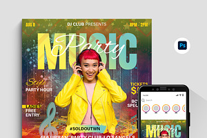 DJ Music Party Flyer Template, a Flyer Template by Spark_Creative