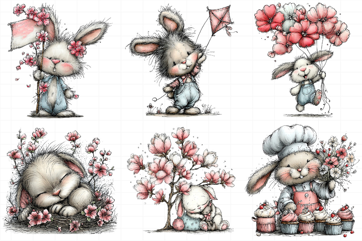 Watercolor Spring Bunny Clipart, an Illustration by Daily.Designs (Photo 3 of 7)