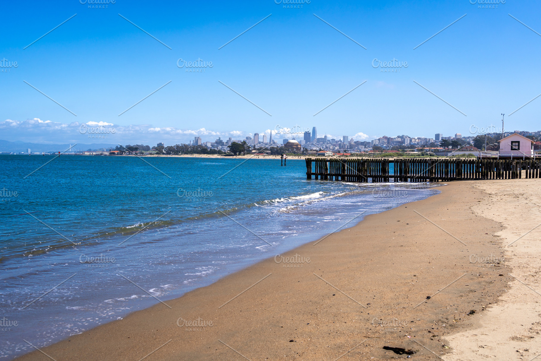 San Francisco skyline view from Golden Gate Beach, USA, an Architecture Photo by GoodGoods