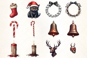 Creepy Christmas Clipart, an Illustration by CrexoraLab