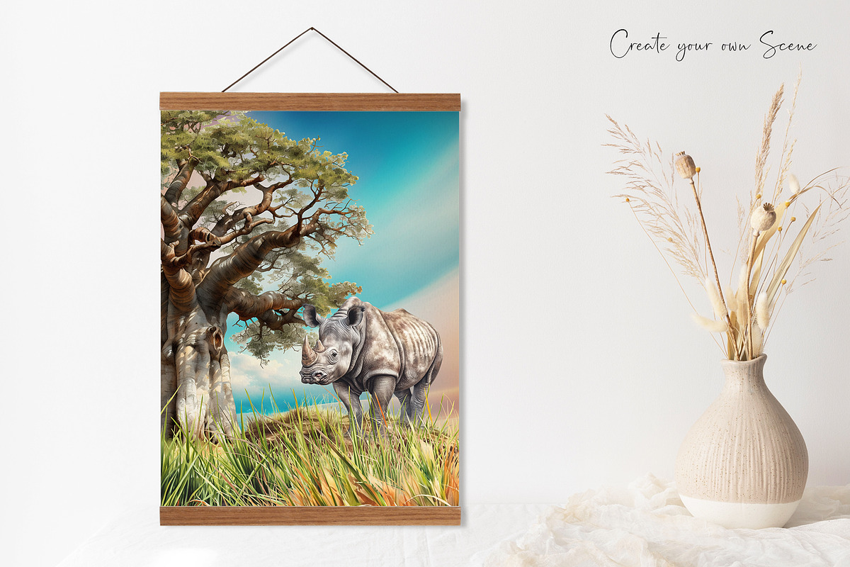 Watercolor African Black Rhino, an Animal Illustration by Dazzling Art Boutique (Photo 9 of 10)