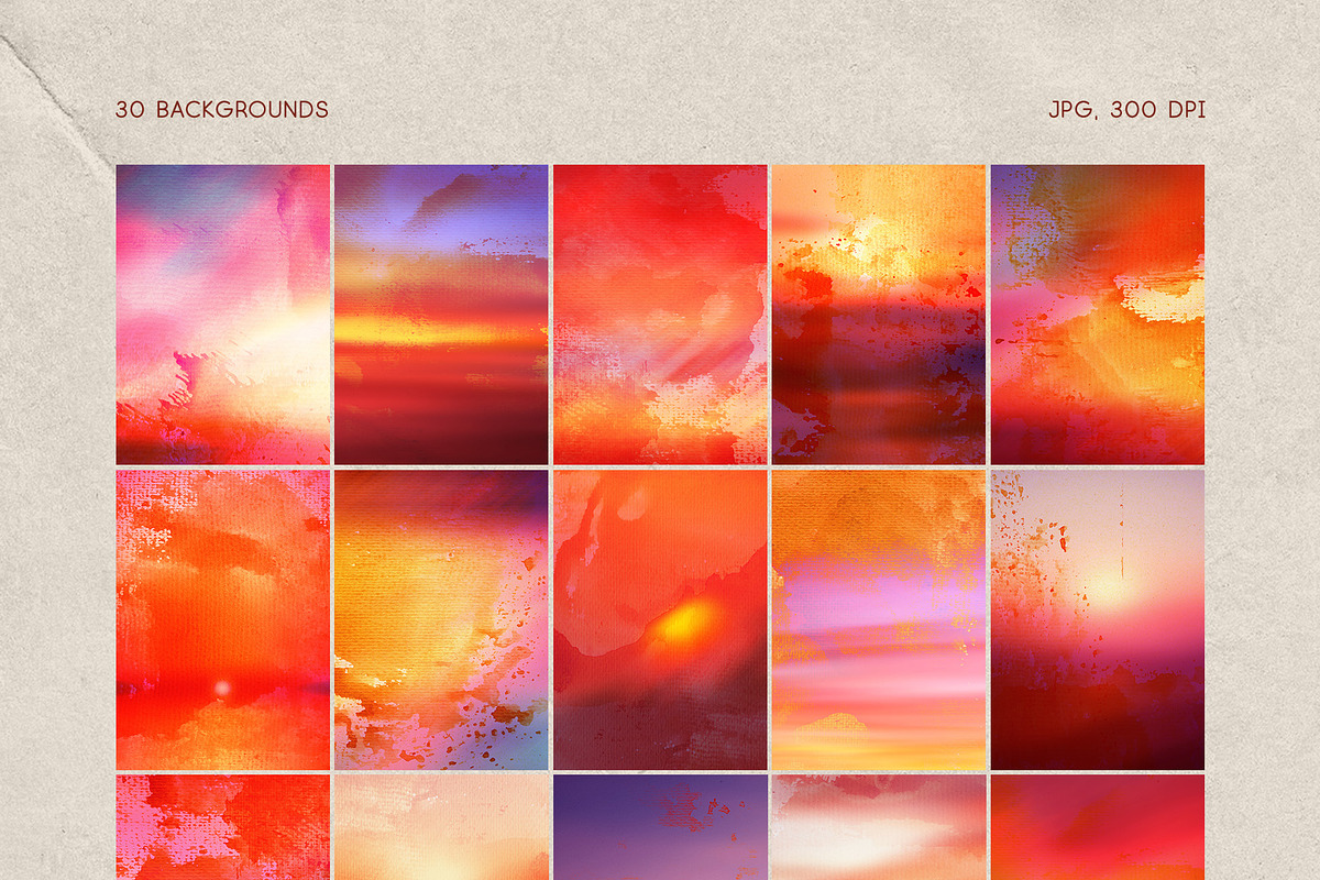 Grainy Sunset Abstract Backgrounds, a Background Graphic by Elena Pimonova (Photo 3 of 8)