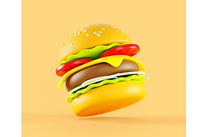 3d Render Fast Food Burger Icon