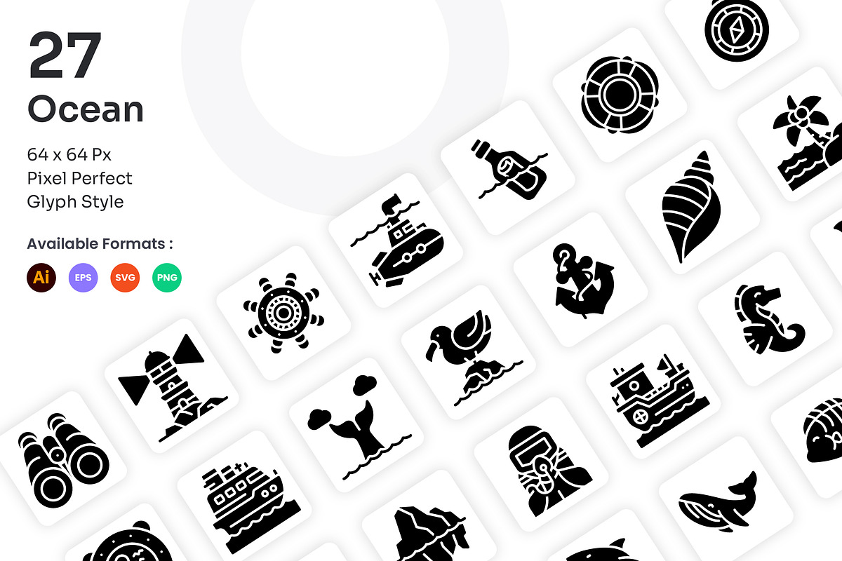 Ocean Icons Set - Glyph, a Solid Icon by Kmg Design (Photo 1 of 2)