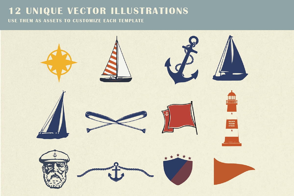 Vintage Nautical Logo Pack, a Branding & Logo Template by Golden Vision Studio (Photo 7 of 8)