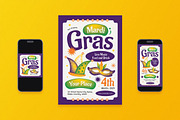Purple Mardi Gras Flyer Set, a Flyer Template by Aiyari Graphic (Thumbnail 1 of 3)