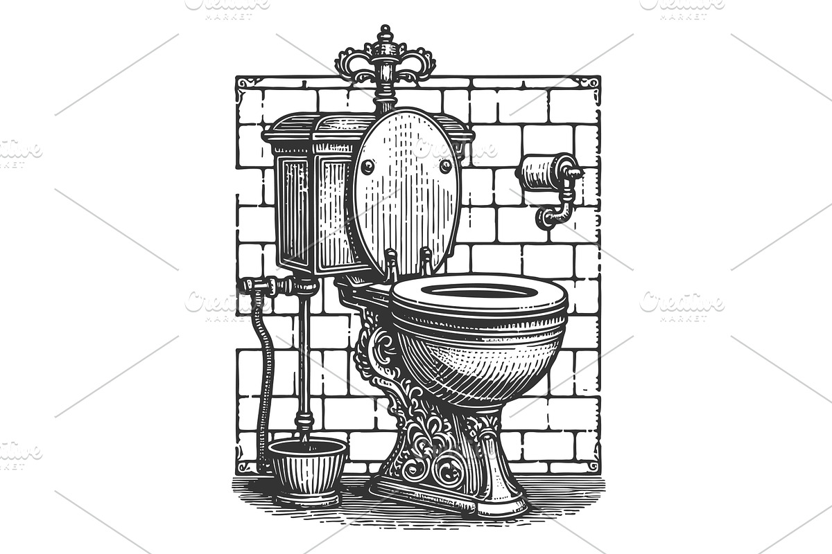 Vintage Ornate Toilet with Classic, an Object Illustration by AlexArt