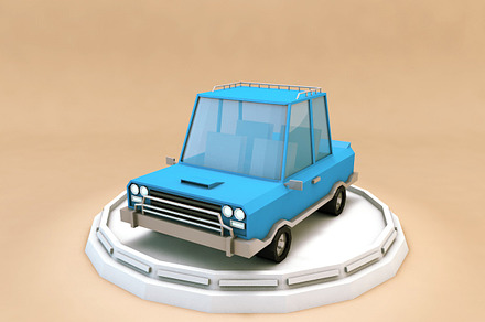 Cartoon Family Car Low Poly 3D Model, a Cars & Vehicle 3D Model by Low Poly Lab