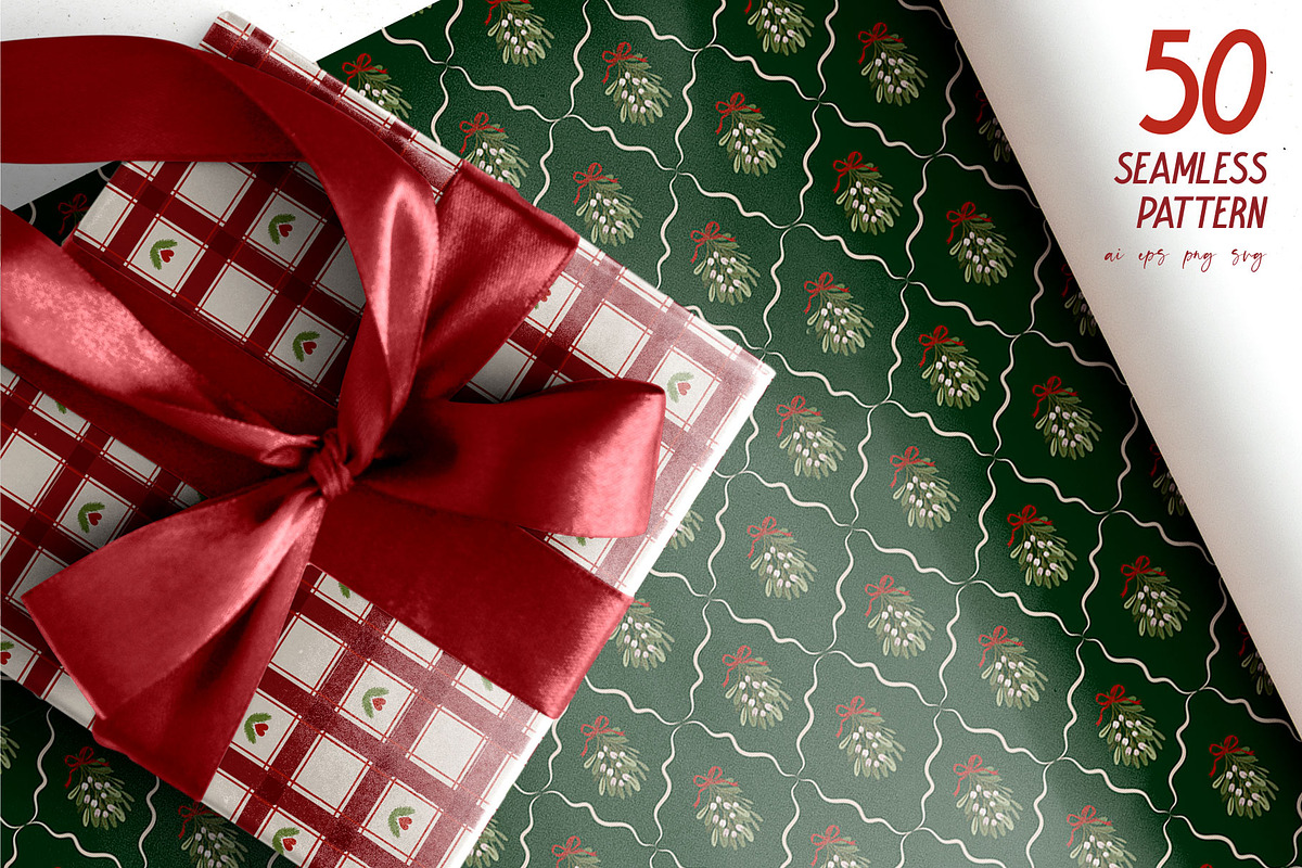 100+ Cozy Christmas Patterns & Frame, a Pattern Graphic by Mio Buono (Photo 2 of 16)