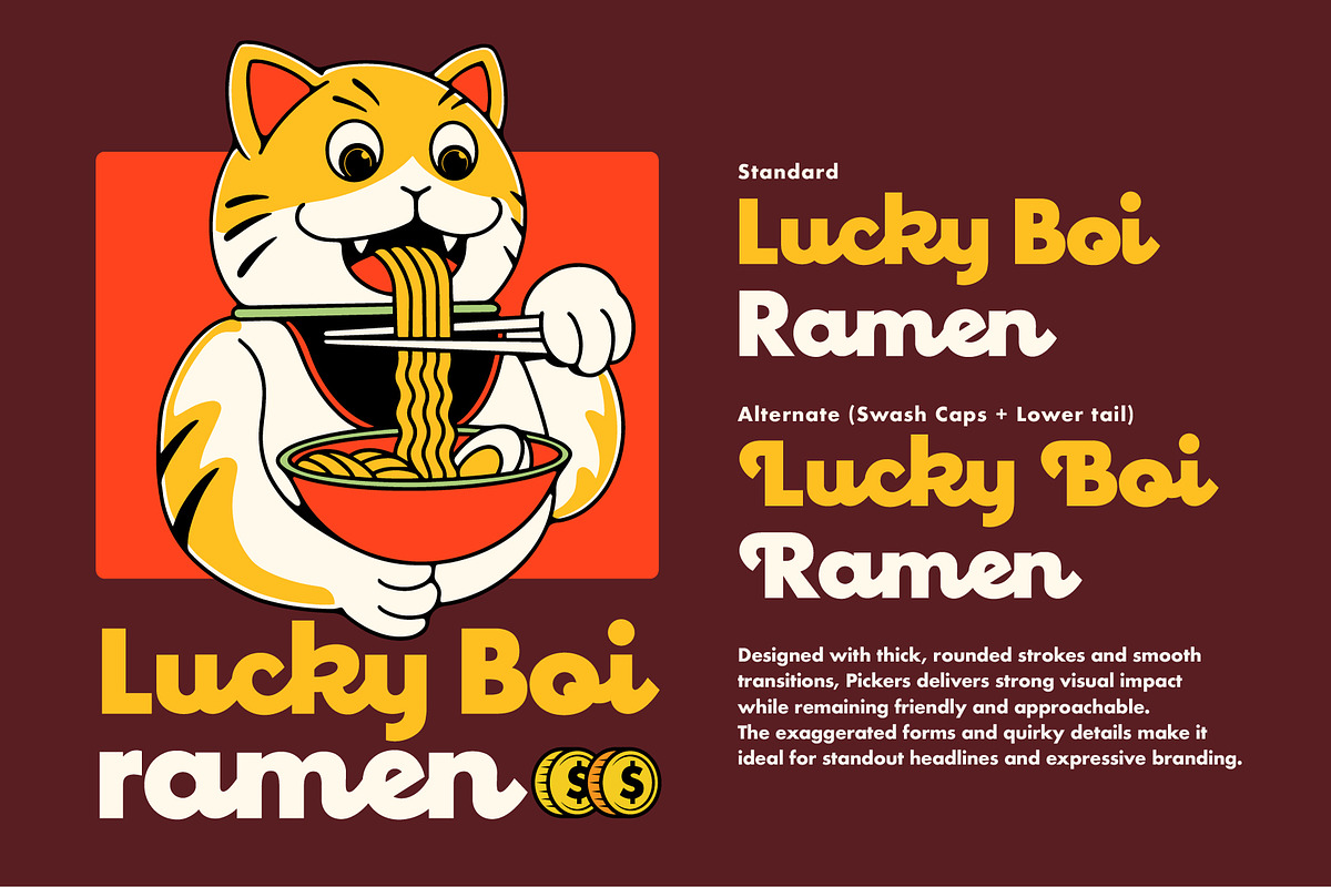 Pickers - Retro Bold Typeface, a Script Font by Any-Type® Foundry (Photo 3 of 9)