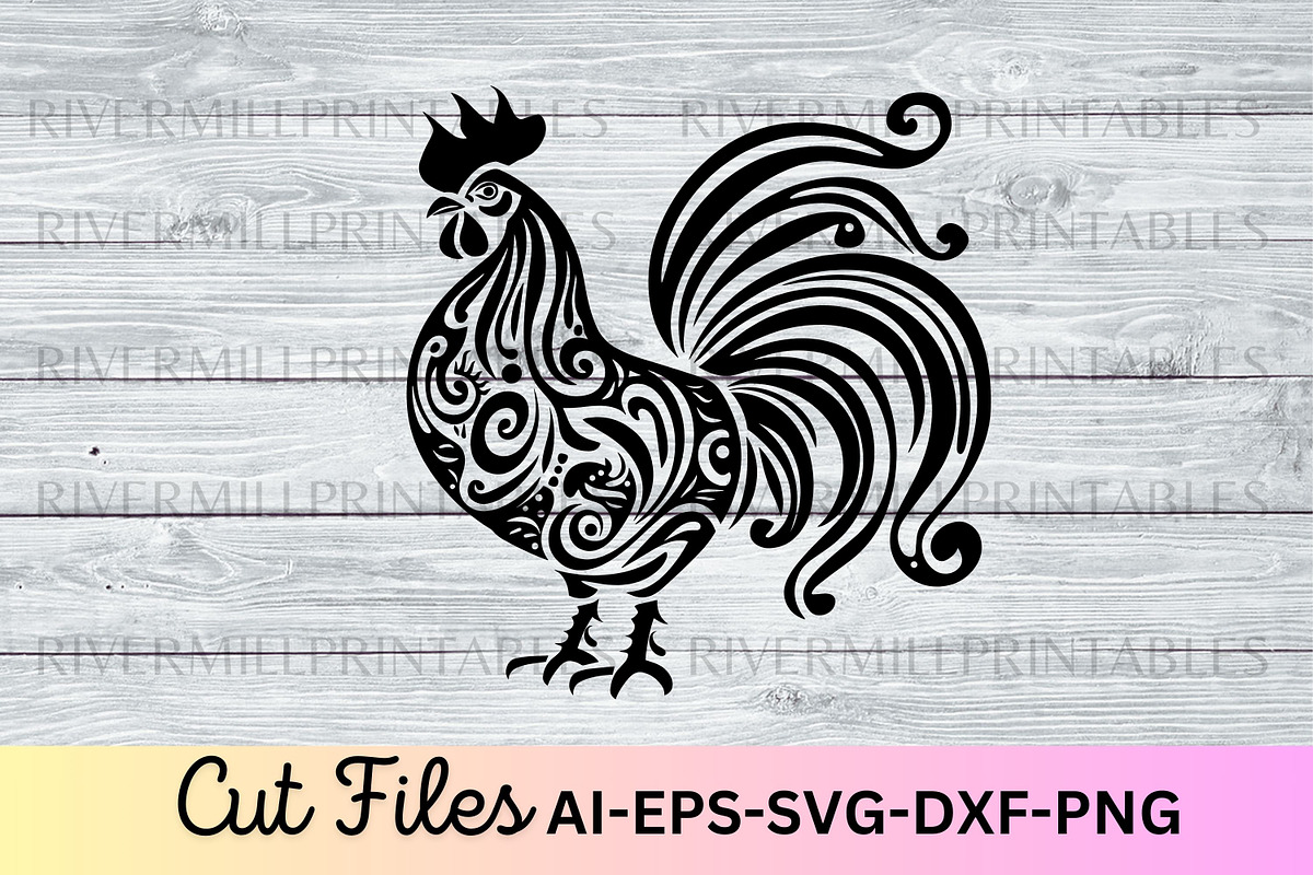 Rooster SVG EPS Cut File, an Animal Illustration by Rivermill Printables