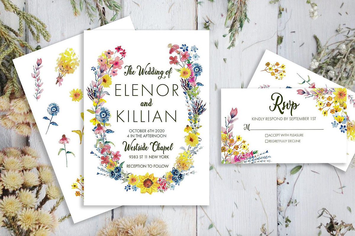 Spring Wedding Invitations, a Stationery Template by LandOfTheBees (Photo 1 of 4)