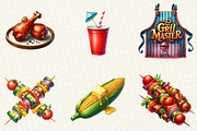 Summer BBQ Party Clipart, an Illustration by cherrydesign (Thumbnail 6 of 6)