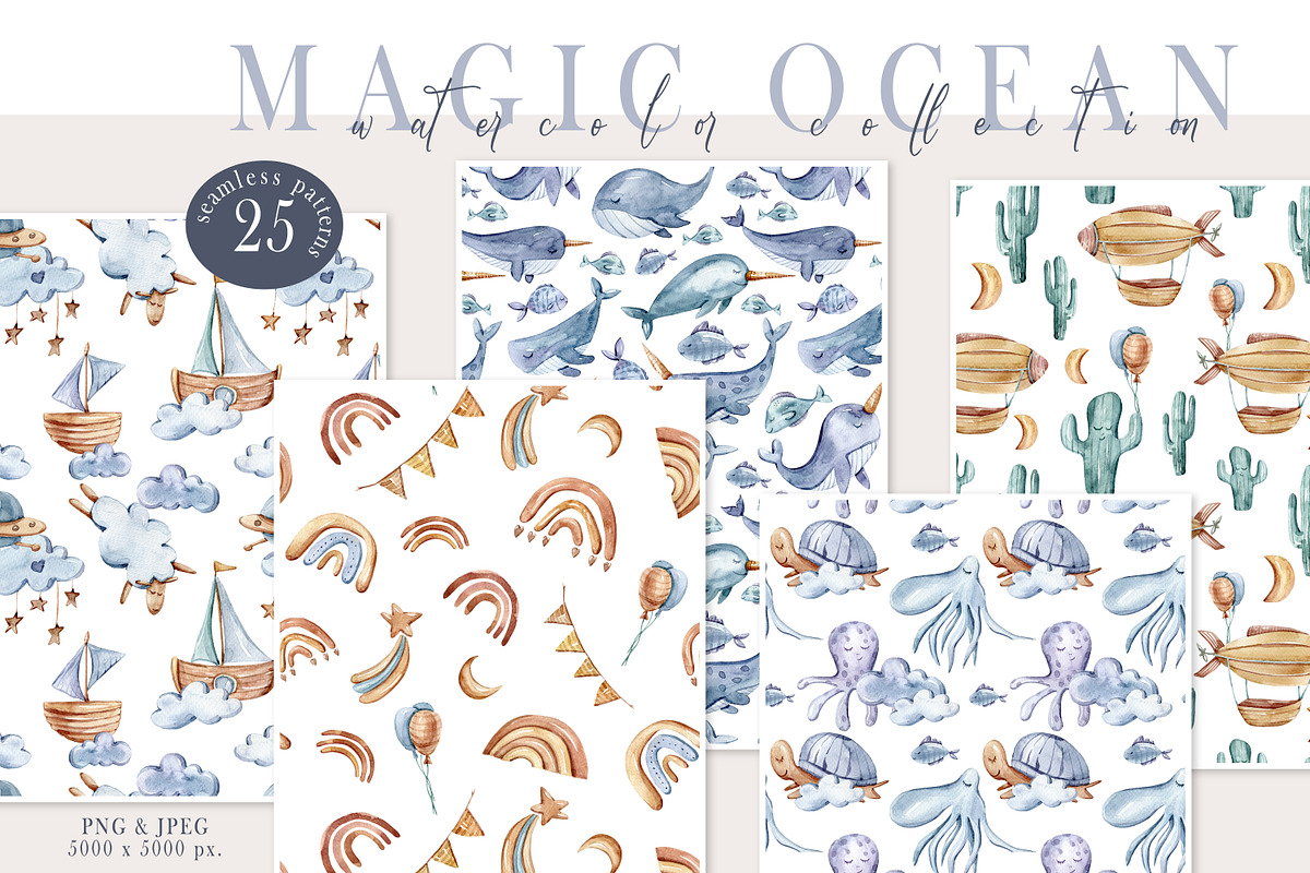SALE! Watercolor nautical collection, an Animal Illustration by Tiana Geo (Photo 7 of 27)