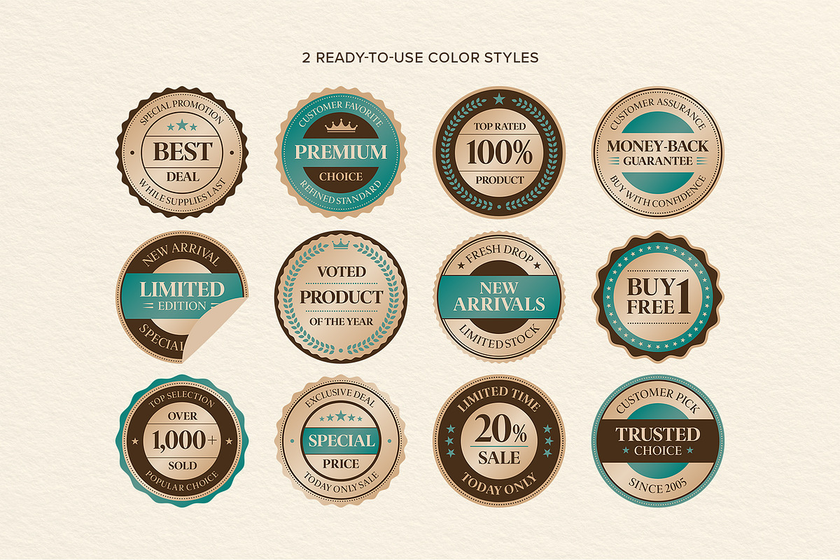 Vintage Marketing Badge Vector Set, an Object Graphic by DesignerCandies (Photo 2 of 6)