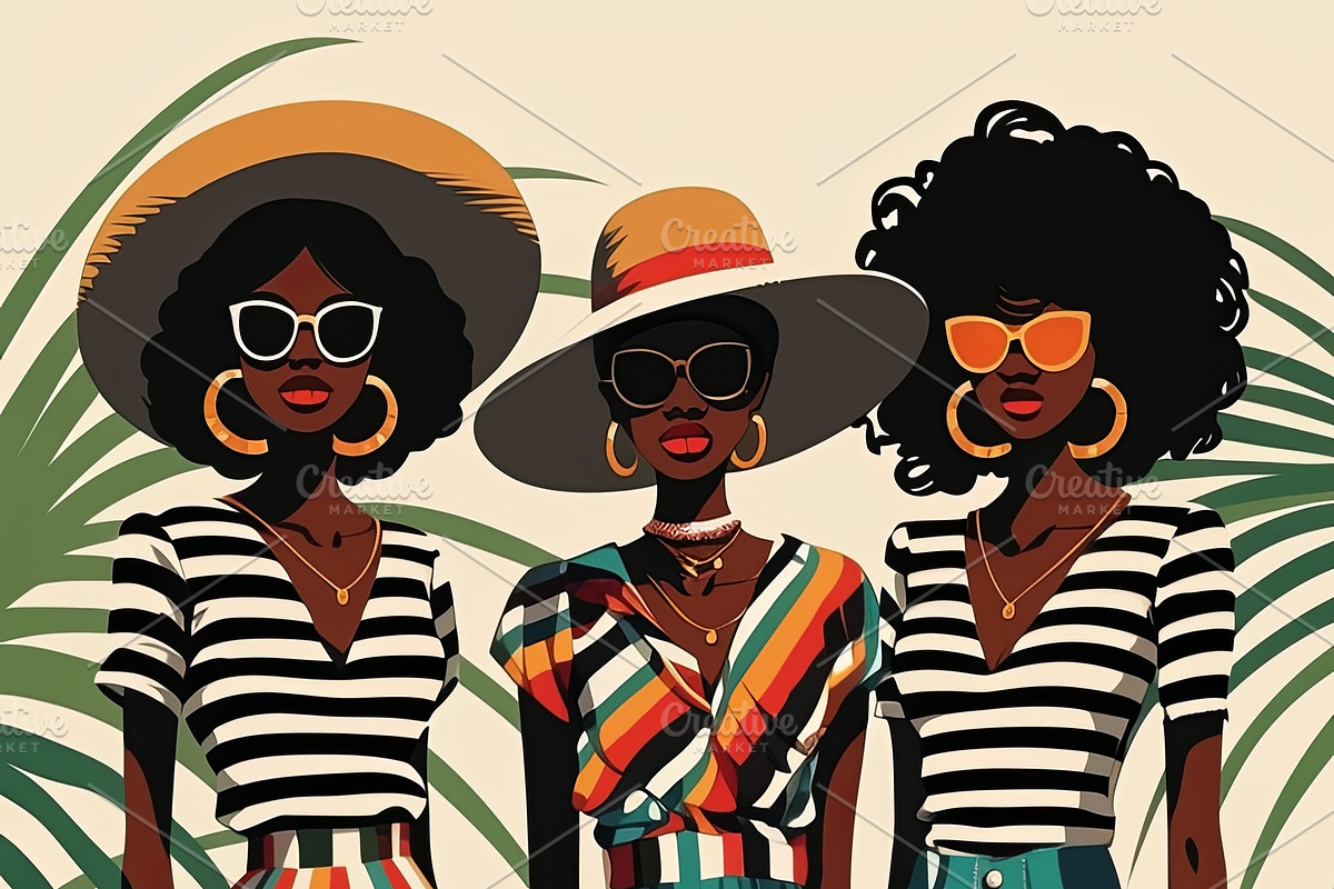 Fashion models posing in colorful outfits and accessories with vibrant aestheti, an Illustration by AS photostudio