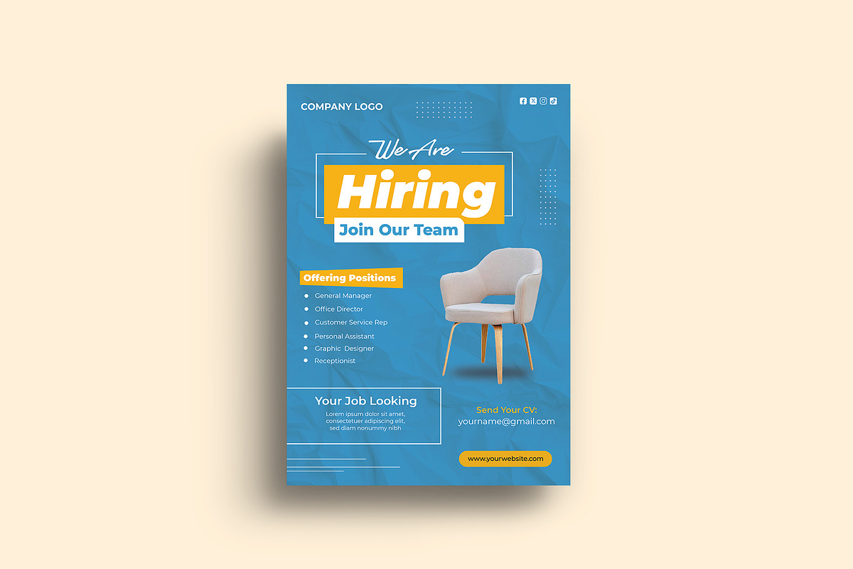 Job Hiring Flyer Template, a Print Template by Sharifull11 (Photo 2 of 3)