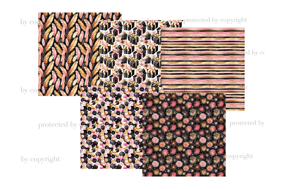 Black And Pink Digital Paper, a Pattern Graphic by GlamArtZhanna (Photo 2 of 3)