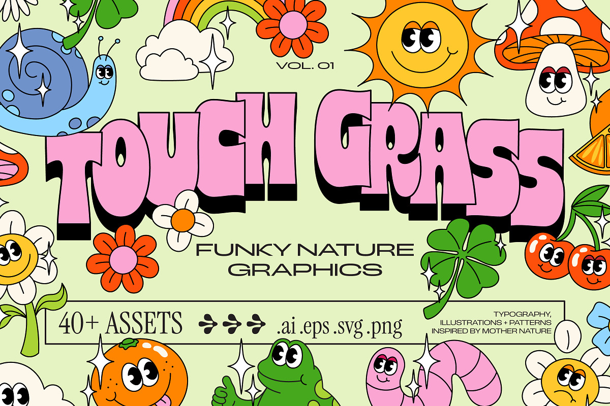 Touch Grass - Funky Nature Graphics, a Graphic by Lucy Jenn (Photo 1 of 11)