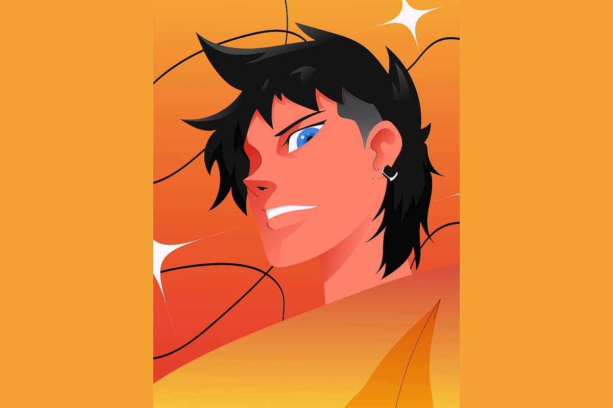 Orange Anime Character Illustration, an Illustration by graphicook
