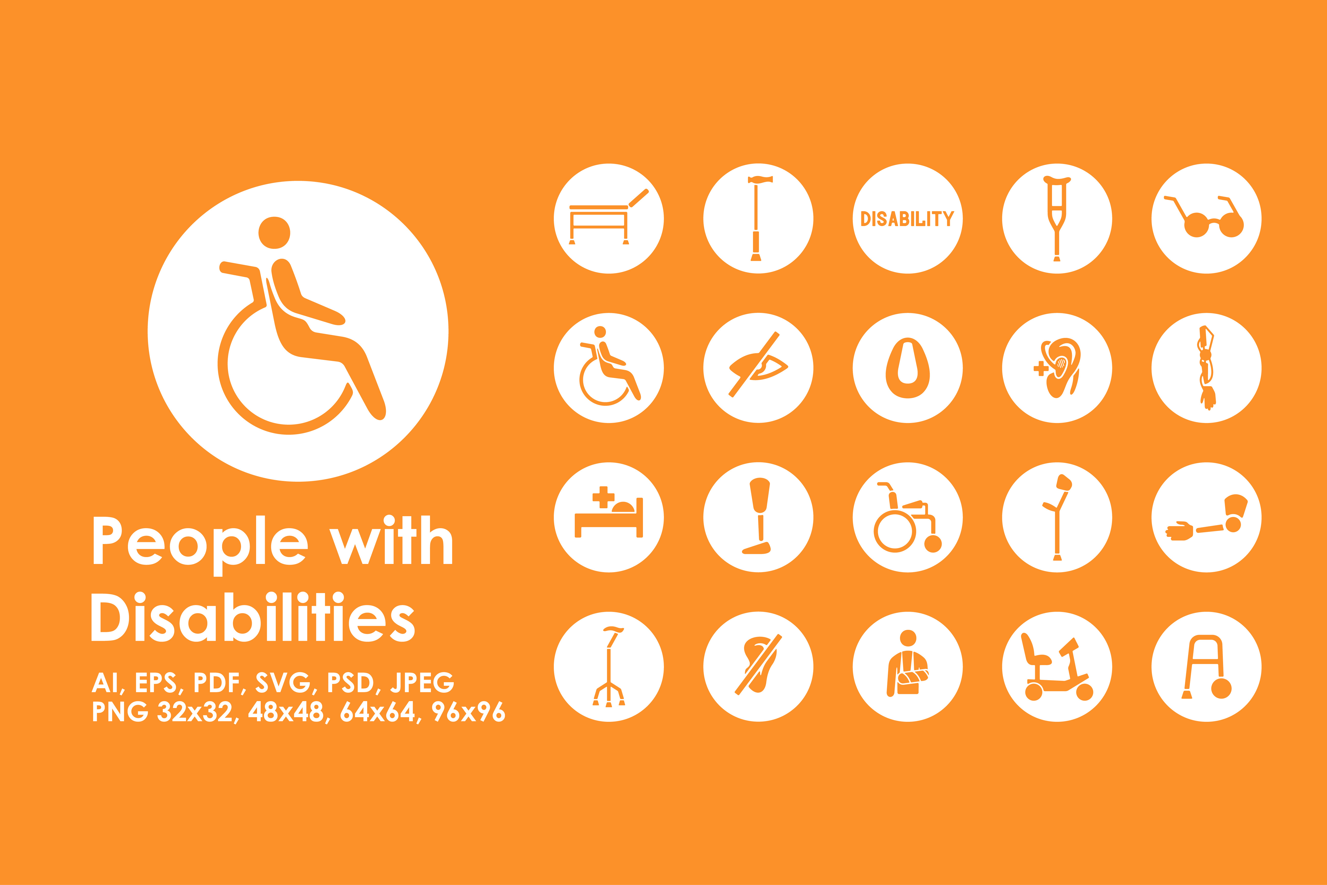20 people with disabilies icons, an Outline Icon by Palau