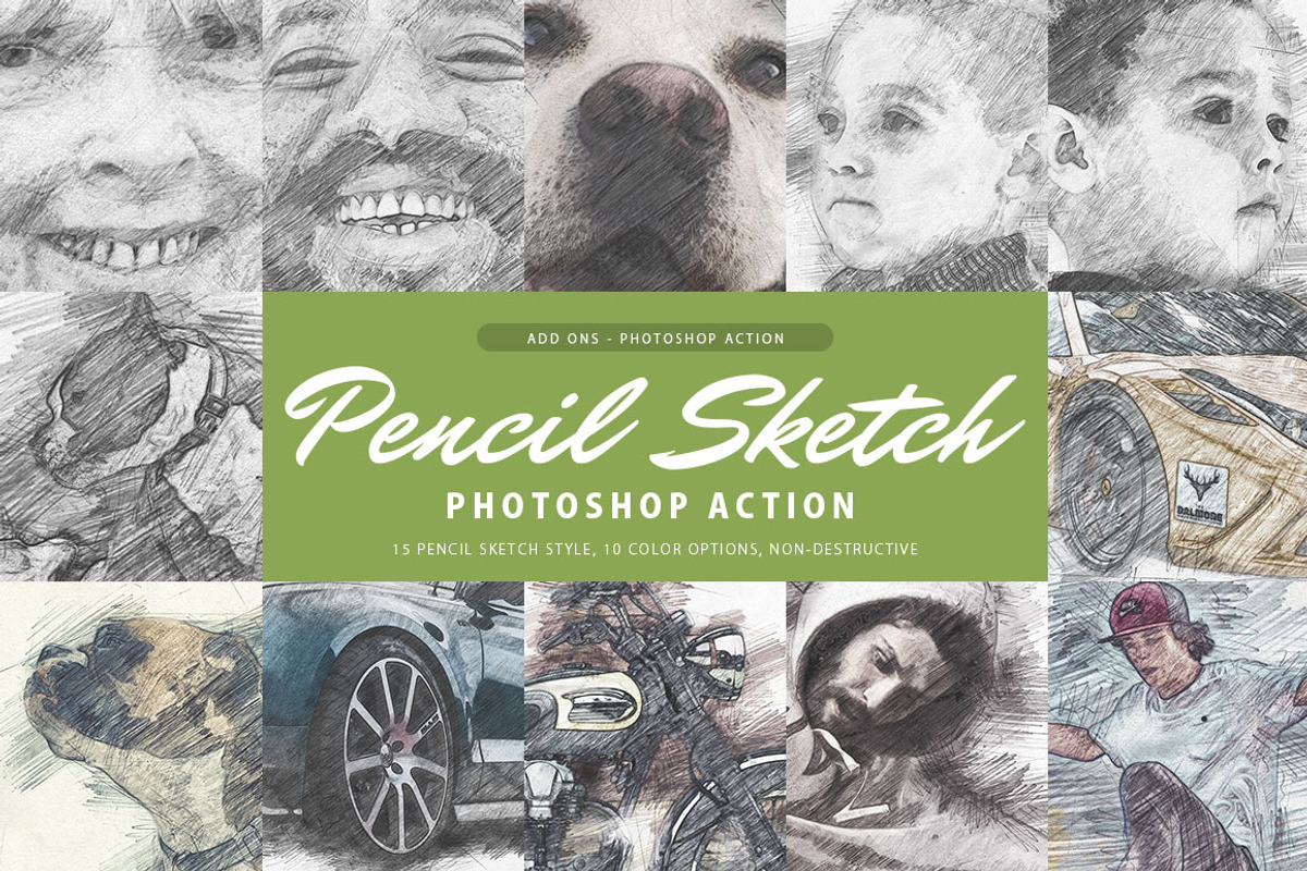 Pencil Sketch Photoshop Action, an Action Add-On by AndriyFM (Photo 1 of 15)