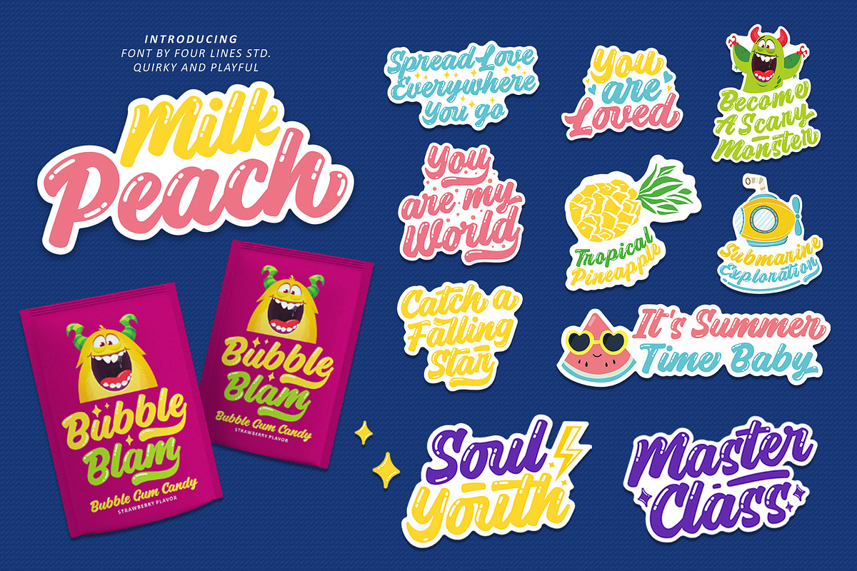 Milk Peach - Quirky Playful Script, a Script Font by Four Lines Std. (Photo 8 of 9)