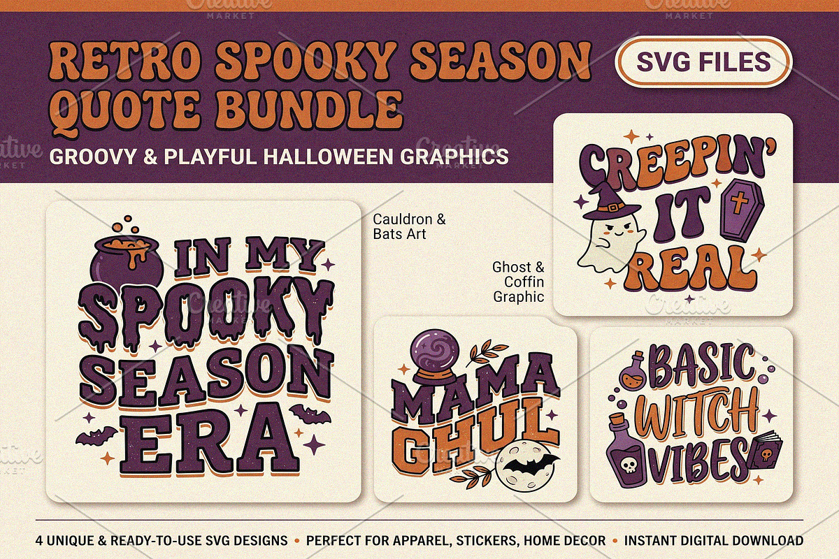 Retro Spooky Season Quote SVG Bundle, an Object Graphic by NH graphic (Photo 1 of 3)