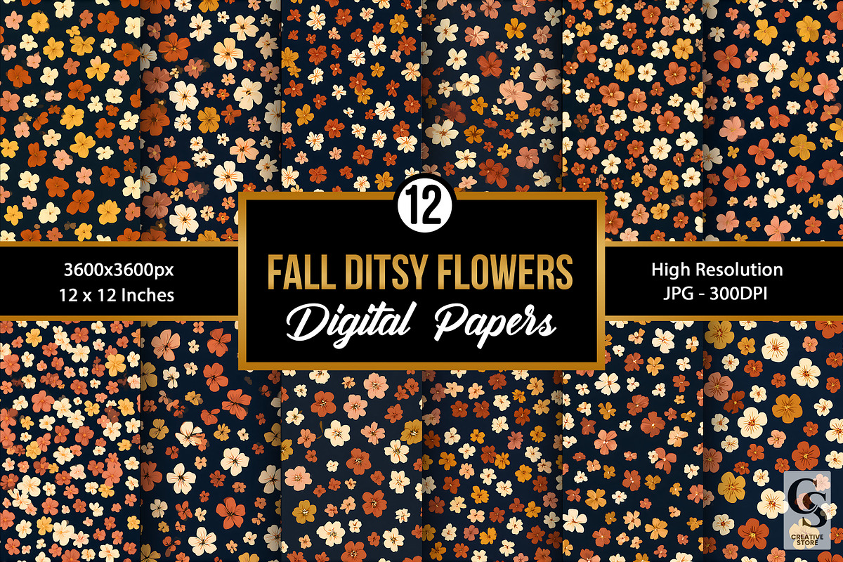Fall Dark Ditsy Florals Pattern, a Pattern Graphic by Creative Store (Photo 1 of 5)