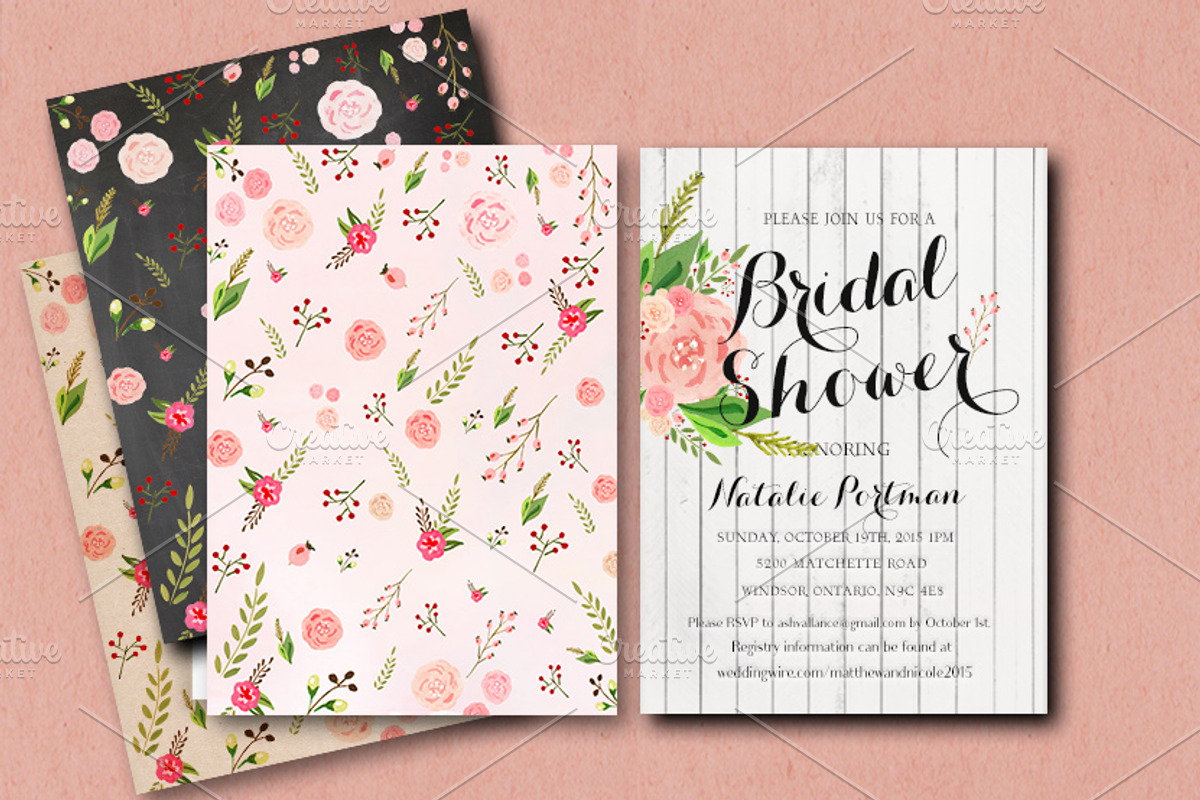 Floral patterns - watercolor paper, a Pattern Graphic by DigitalCloud (Photo 2 of 2)