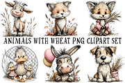 Animals with Wheat PNG Clipart Set, a Seasonal Illustration by OK Design (Thumbnail 2 of 6)