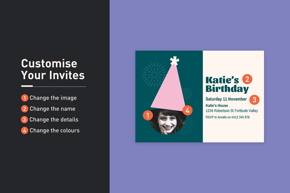 Katie Birthday Invitation, an Invitation Template by Mountain Folk Creative (Photo 3 of 6)