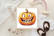 Pumpkin Face Funny Halloween Clipart, an Illustration by CraftArtStudio (Thumbnail 6 of 6)