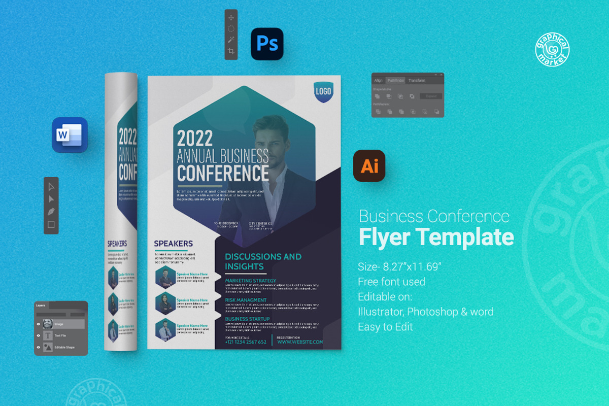 Business Conference Flyer V1, a Flyer Template by GraphicalMarket (Photo 1 of 6)