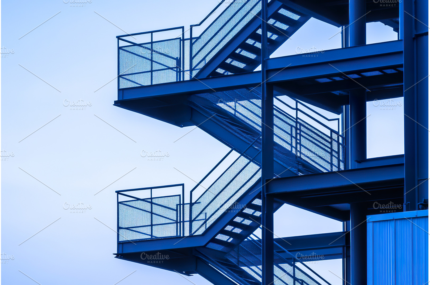 Modern blue exterior staircase, an Architecture Photo by Lermont51