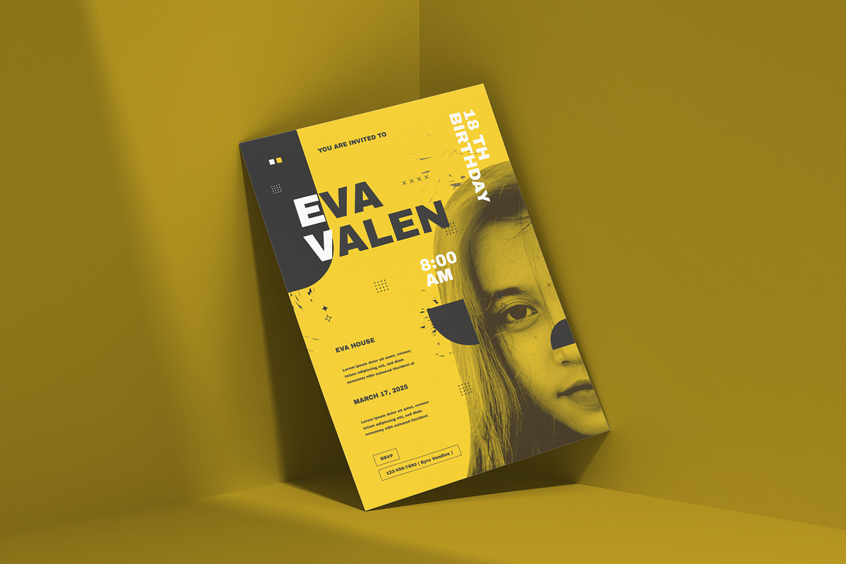 Yellow - Birthday Invitation, a Print Template by VUNIRA (Photo 2 of 2)