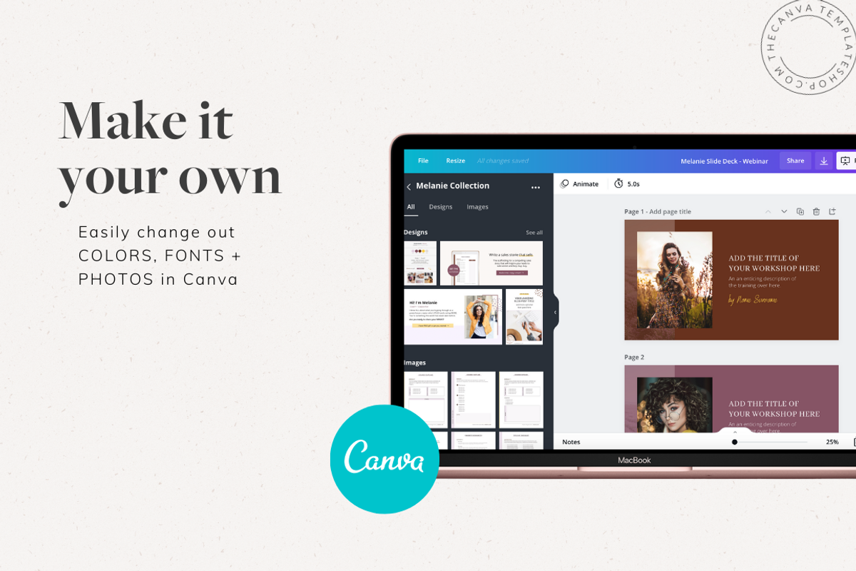 Melanie Slide Deck Canva Templates, a Templates & Theme by The Canva Template Shop (Photo 2 of 6)