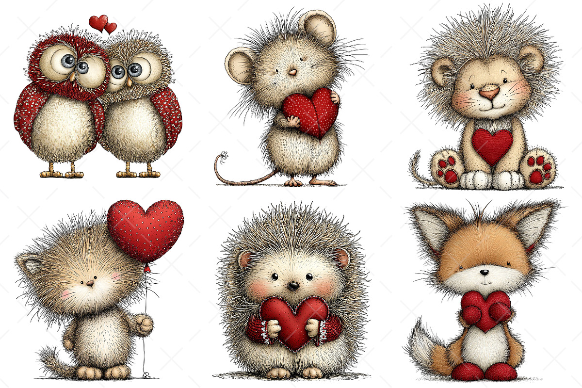 Watercolor Animals Valentine Clipart, an Illustration by Craft Nest (Photo 4 of 9)