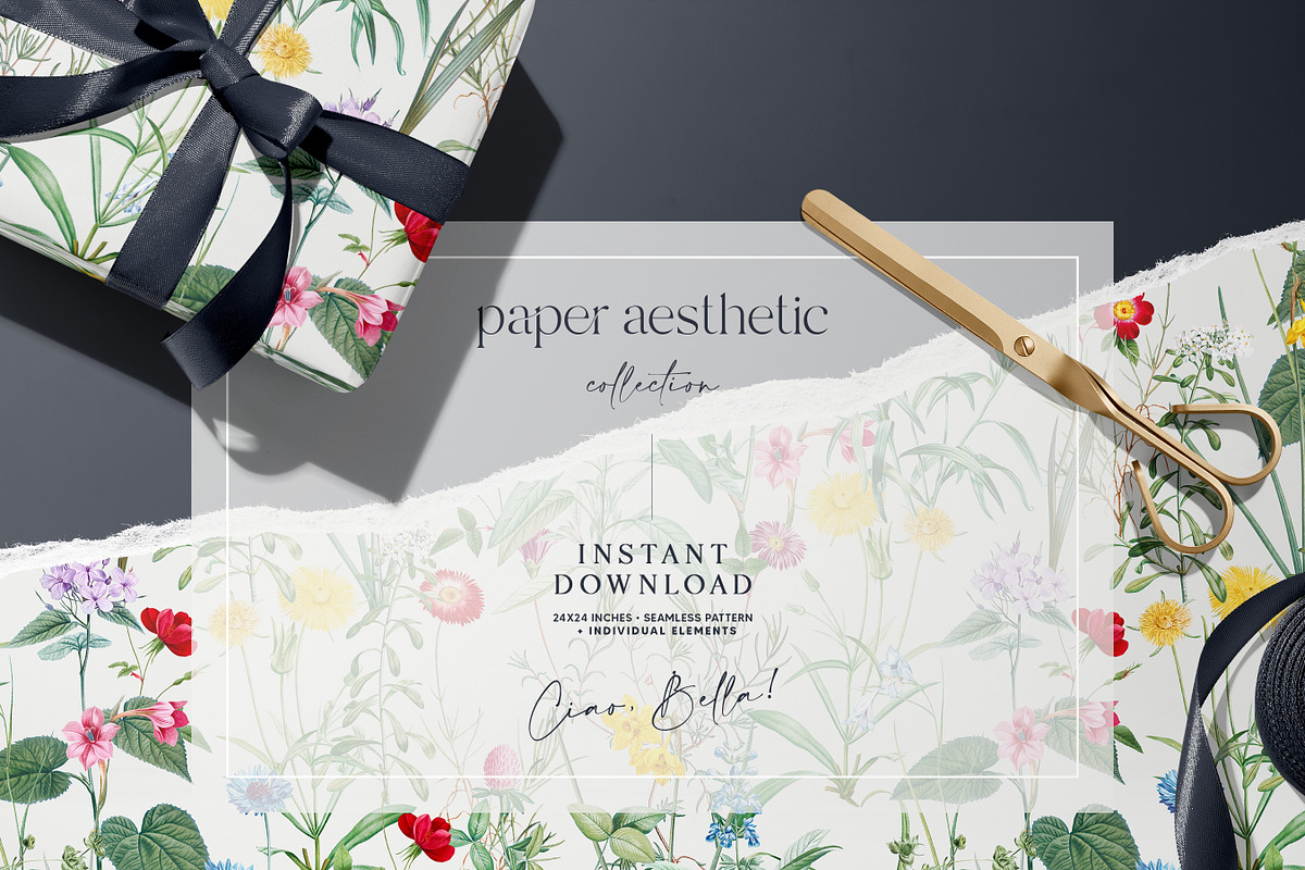 Vintage Summer Flower Paper Pack, a Pattern Graphic by paper aesthetic (Photo 5 of 8)