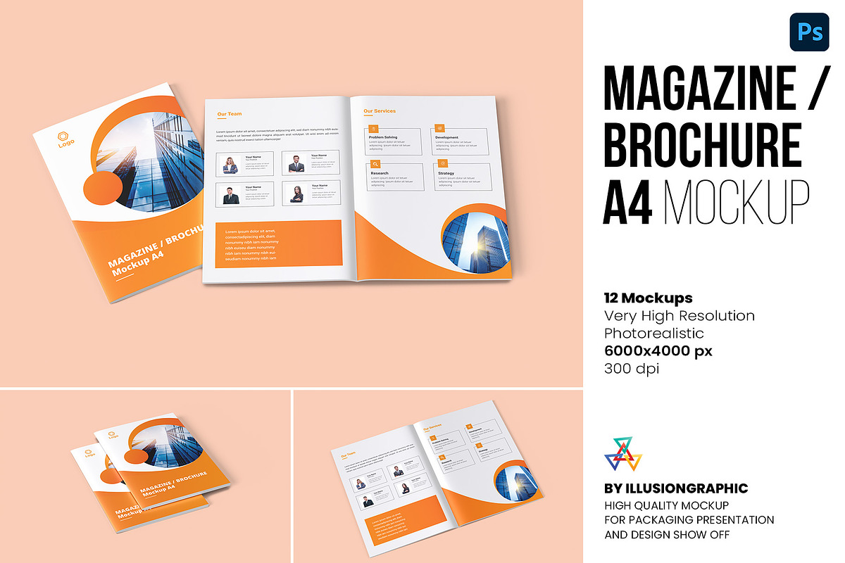 Magazine / Brochure Mockup A4, a Books & Magazine Mockup by Illusiongraphic (Photo 1 of 20)