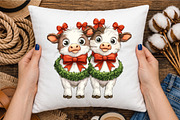 Funny Christmas Cow Clipart PNG, a Seasonal Illustration by designcity5 (Thumbnail 4 of 5)