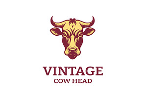 Vintage Cow Head Logo Design