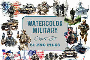 Watercolor Military Clipart (PNG)